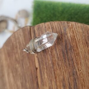 Clear Quartz Point Pendant with Wire Wrap P411